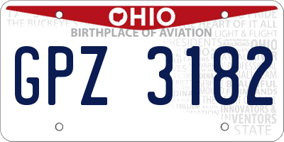 OH license plate GPZ3182