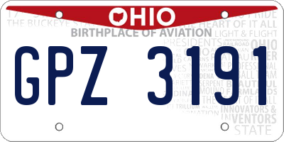 OH license plate GPZ3191