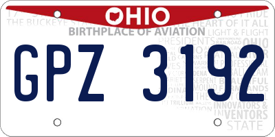 OH license plate GPZ3192