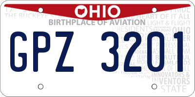 OH license plate GPZ3201