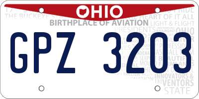 OH license plate GPZ3203