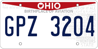 OH license plate GPZ3204