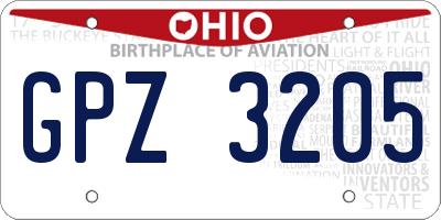 OH license plate GPZ3205