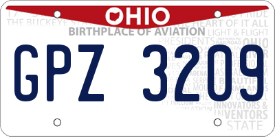 OH license plate GPZ3209
