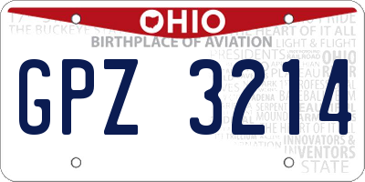 OH license plate GPZ3214