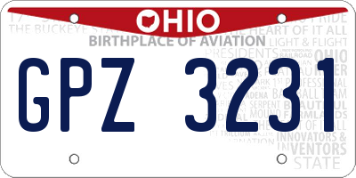 OH license plate GPZ3231