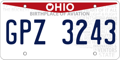 OH license plate GPZ3243