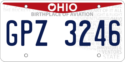 OH license plate GPZ3246