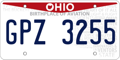 OH license plate GPZ3255