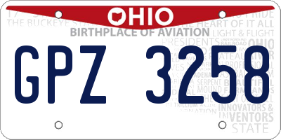 OH license plate GPZ3258
