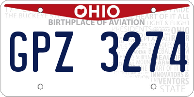 OH license plate GPZ3274