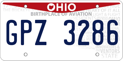 OH license plate GPZ3286
