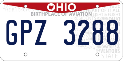 OH license plate GPZ3288