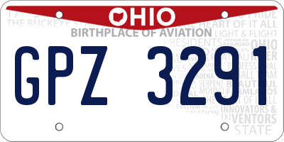 OH license plate GPZ3291