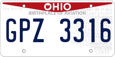 OH license plate GPZ3316