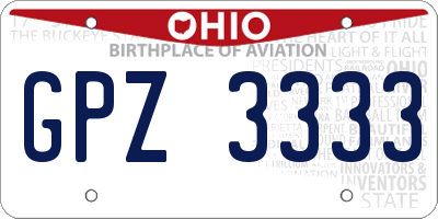 OH license plate GPZ3333