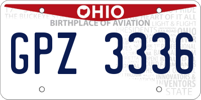 OH license plate GPZ3336