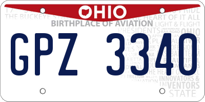 OH license plate GPZ3340