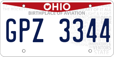 OH license plate GPZ3344