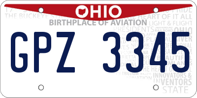OH license plate GPZ3345