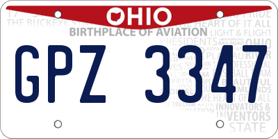 OH license plate GPZ3347