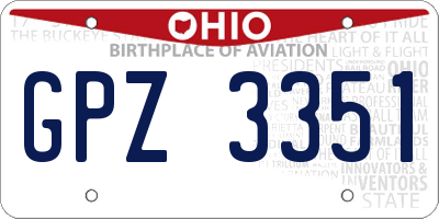 OH license plate GPZ3351