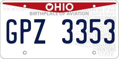 OH license plate GPZ3353