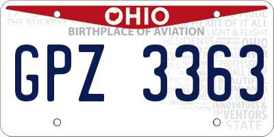OH license plate GPZ3363