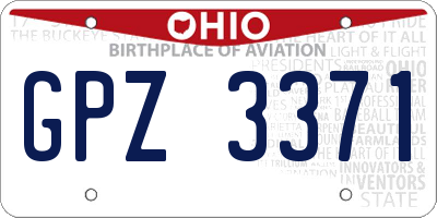OH license plate GPZ3371