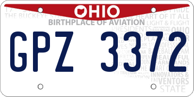 OH license plate GPZ3372