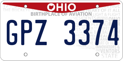 OH license plate GPZ3374