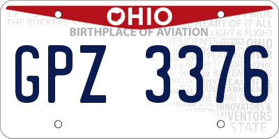 OH license plate GPZ3376