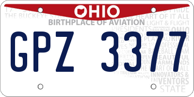 OH license plate GPZ3377