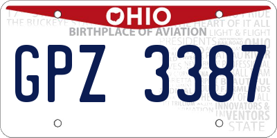 OH license plate GPZ3387