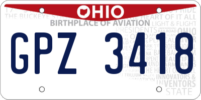 OH license plate GPZ3418