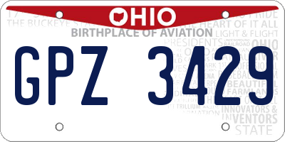 OH license plate GPZ3429