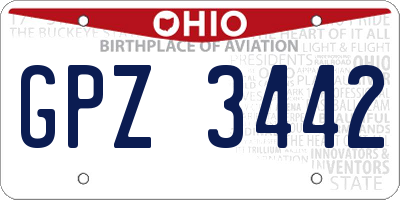 OH license plate GPZ3442