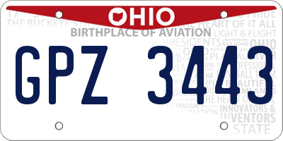 OH license plate GPZ3443