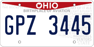 OH license plate GPZ3445