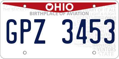 OH license plate GPZ3453