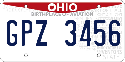 OH license plate GPZ3456
