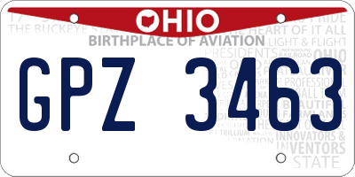 OH license plate GPZ3463