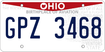 OH license plate GPZ3468