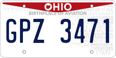 OH license plate GPZ3471