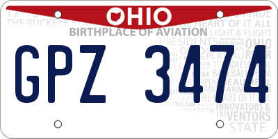 OH license plate GPZ3474
