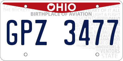 OH license plate GPZ3477