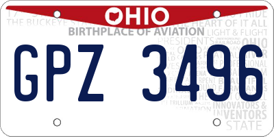 OH license plate GPZ3496