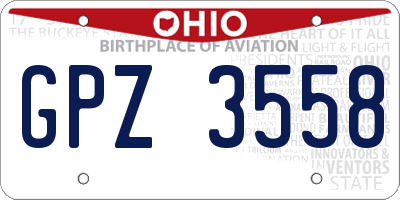 OH license plate GPZ3558