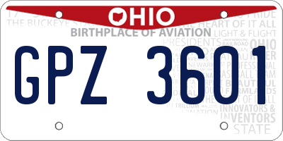 OH license plate GPZ3601