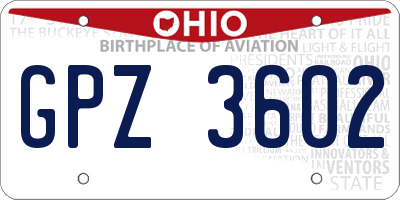 OH license plate GPZ3602